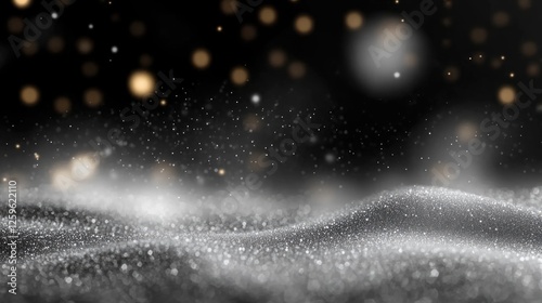 Winter Magic: A mesmerizing winter scene with sparkling snow and warm bokeh lights, creating a captivating backdrop for product photography, seasonal branding, or festive designs. 