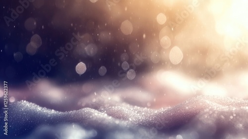 Winter Wonderland: A mesmerizing close-up of glistening snow, bathed in the ethereal glow of a setting sun, creates a captivating winter scene.