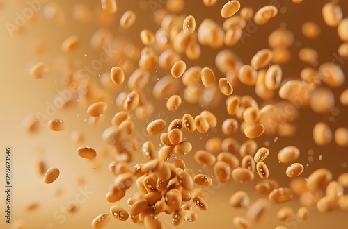 Composition of Levitating Natto Beans Showcasing Unique Texture