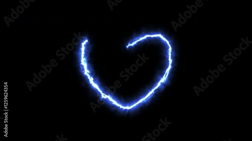 A mesmerizing blue heart animation with electric energy, glowing against a Black background, symbolizing love and passion, suitable for romantic content.alpha channel only 4k.
