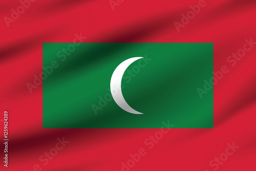 Flag of Maldives. Maldives flag official size and color standards digital vector illustration. Waving flag.
