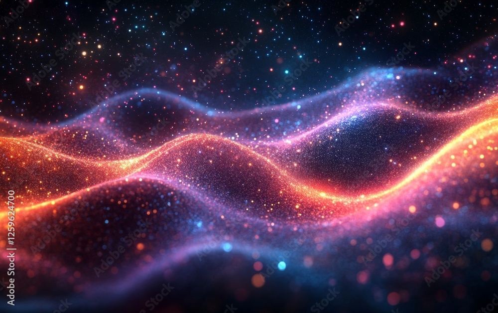 Abstract cosmic shimmer waves background. Featuring cosmic shimmer waves and bright colors. Emphasizing movement and depth. Ideal for space and dynamic themes. Abstract cosmic shimmer waves background. Featuring cosmic shimmer waves and bright colors. Emphasizing movement and depth. Ideal for space and dynamic themes.