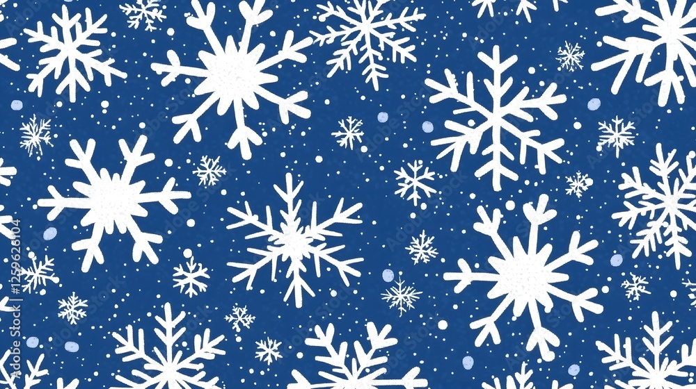 White Snowflakes on Deep Blue Background for Winter Designs White Snowflakes on Deep Blue Background for Winter Designs