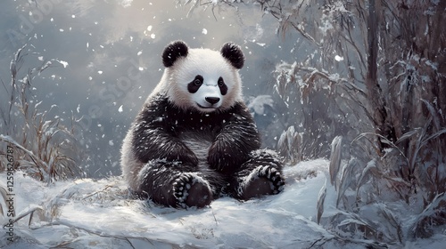 Panda on a winter day