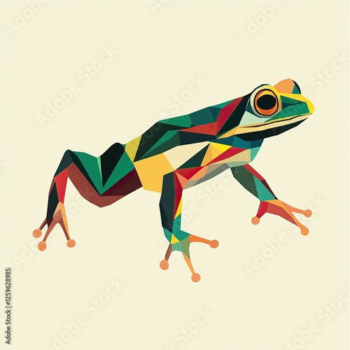 amphibi wall reptile background wall decor of frog in geometric art green animal photo