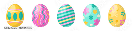Set of cute easter egg pattern clipart illustration