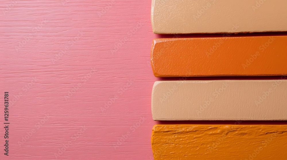 Fototapeta premium Colorful Paint Swatches on Pink Background for Creative Projects