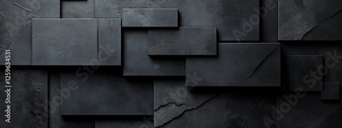 Photo of black background with geometric grids and patterns for design, banner template, white space in the center of the page for text. Modern minimalist wallpaper.