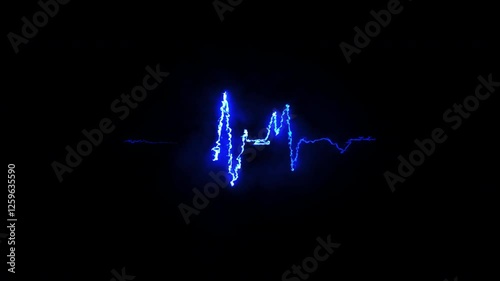 A glowing blue heartbeat waveform animation, symbolizing life and energy, set against a Black background for dramatic effect, suitable for health content.alpha channel only 4k.