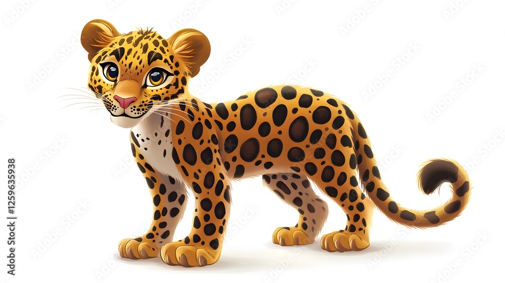 Obraz premium Leopard cartoon on white background