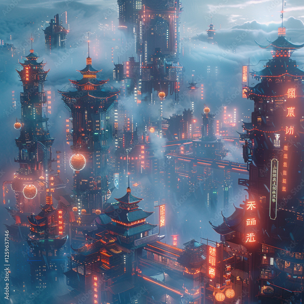 Obraz premium Create Mystical Where City Cityscape Magical Element