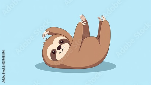 Cartoon sloth's leisure time