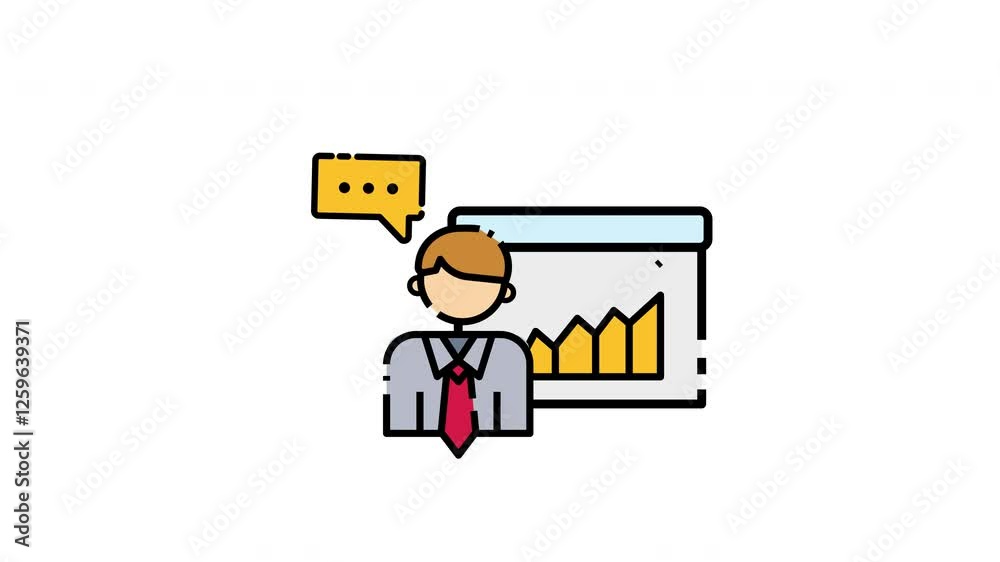 Presentation icon animation, making it ideal for use in business and finance applications or platforms. Presentation icon animation, making it ideal for use in business and finance applications or platforms.