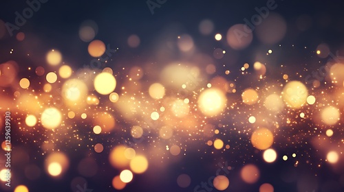 Golden lights bokeh, dark background, festive