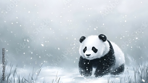 Panda on a winter day
