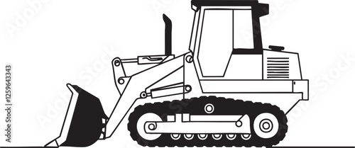  Bulldozer Outline Vector Illustration