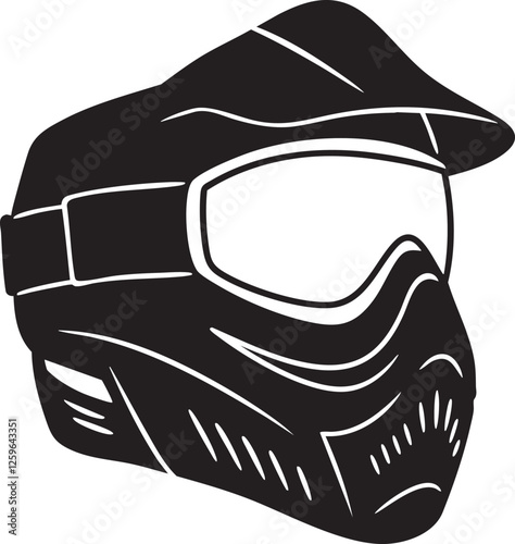  Black and White Paintball Mask Vector Illustration