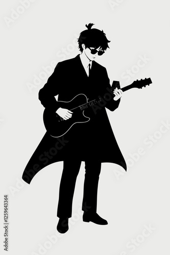 Silhouette of a musician playing an electric guitar