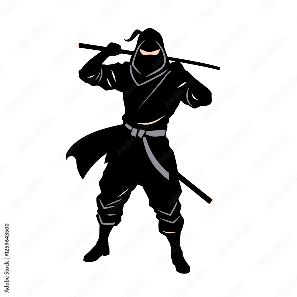 Ninja warrior holding a katana vector illustration. Ninja warrior holding a katana vector illustration.