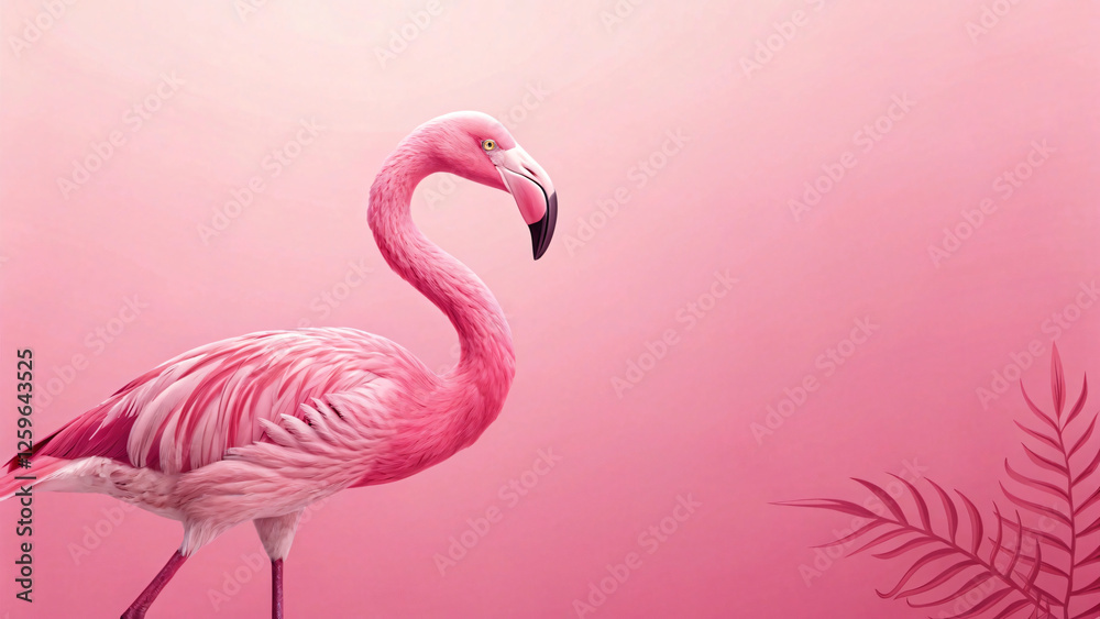 Fototapeta premium pink flamingo on illustration pink background