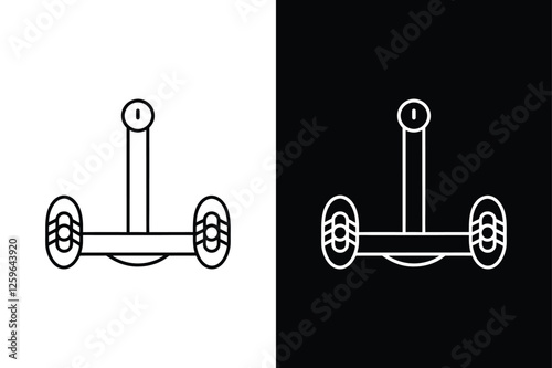 Simple Black Line Hoverboard Icon for Trendy Designs