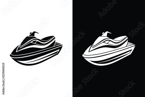 Doodle Jet Ski Icon. Speeding on Water in Style