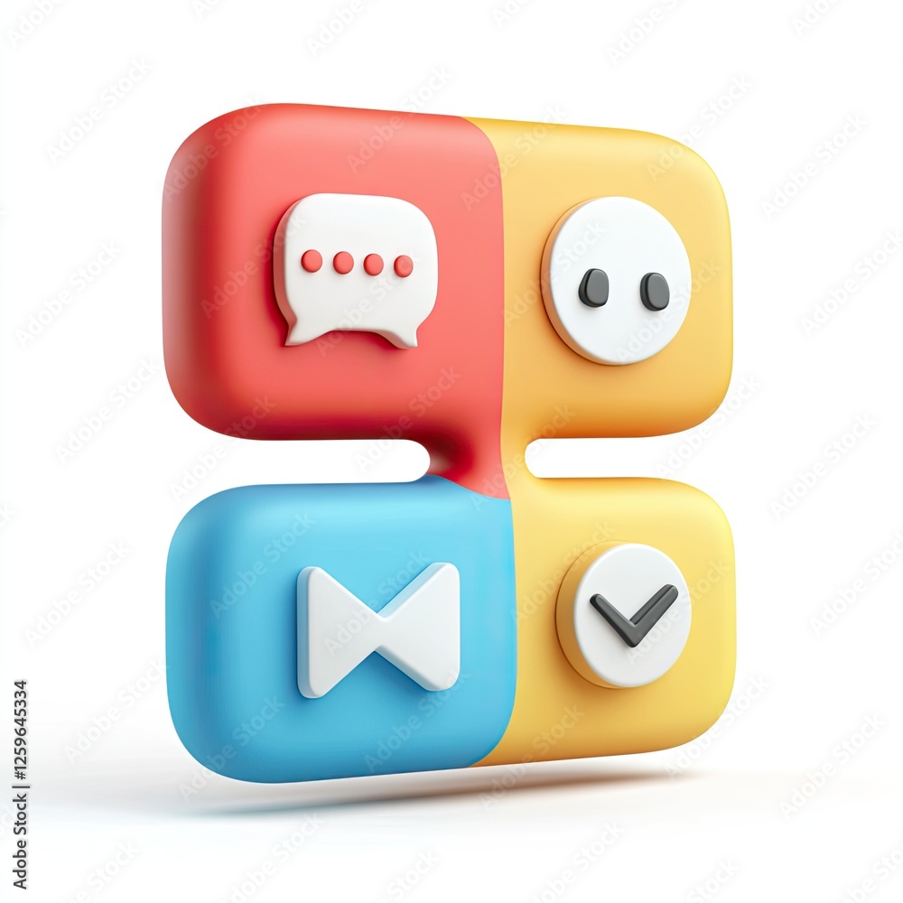 Colorful 3D App Icons on White Background Colorful 3D App Icons on White Background