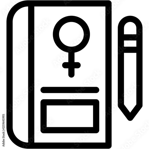 Diary, womans day, notebook, document, female sign Icon