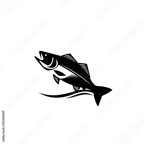 Silhouette of a jumping fish in water