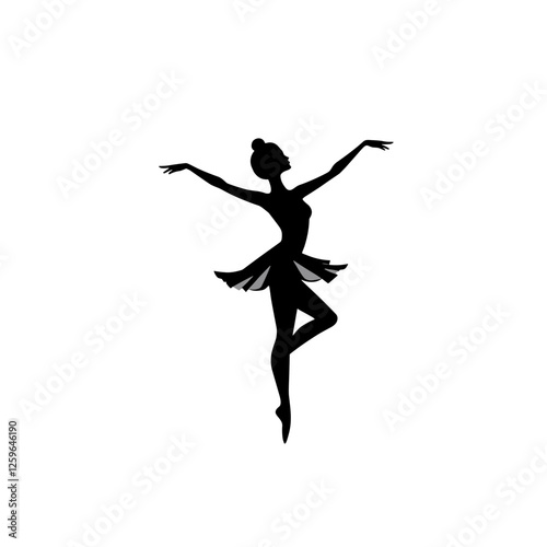 Silhouette of a ballerina in an elegant pose on a white background