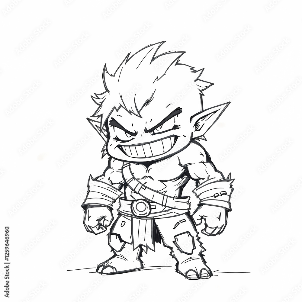 Fototapeta premium hand drawn illustration muscular physique and monstrous grin