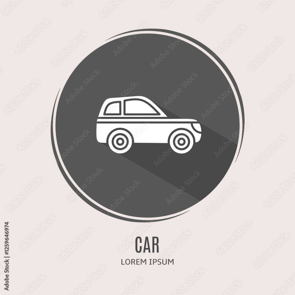 Symbol car logo. Illustration of car in flat. Stock vector. Symbol car logo. Illustration of car in flat. Stock vector.