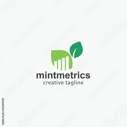 Mint, mintmetrics logo, leaf, eco, organic logo fully editable vector template