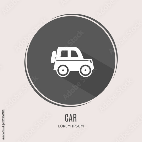 Symbol car logo. Illustration of car in flat. Stock vector.