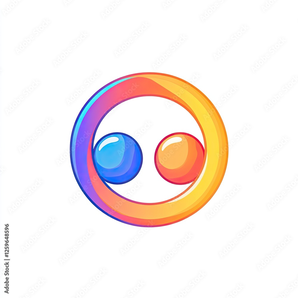 Colorful abstract circle design with two spheres Colorful abstract circle design with two spheres