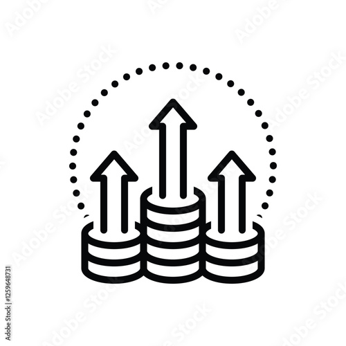 Black line icon for revenue