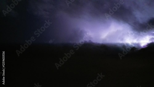 Wallpaper Mural Breathtaking low angle footage of the lightning flashing in the dark night sky during a thunderstorm Torontodigital.ca