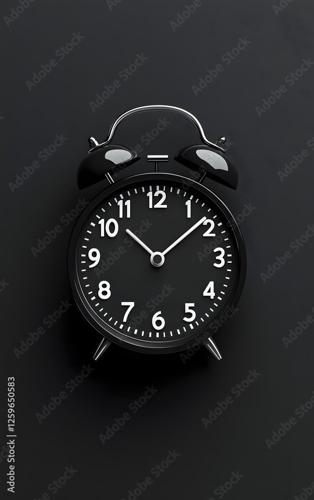 Minimalist Alarm Clock with 3D Text on a Sleek Black Background Minimalist Alarm Clock with 3D Text on a Sleek Black Background