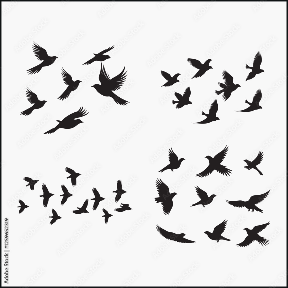 Migratory birds, flock of birds Migratory birds, flock of birds