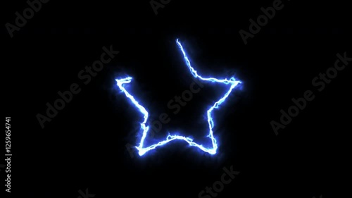 A glowing blue star animation with electric energy, set against a Black background, symbolizing excellence and achievement, suitable for awards.alpha channel only 4k.
