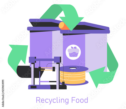 Printing Food. Flat Vector Illustration