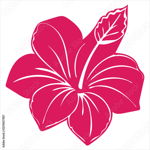  Hibiscus icon silhouette floral sigh isolated. Aloha beach symbol tropical flower exotic hibiscus bloom. Single flower icon and logo