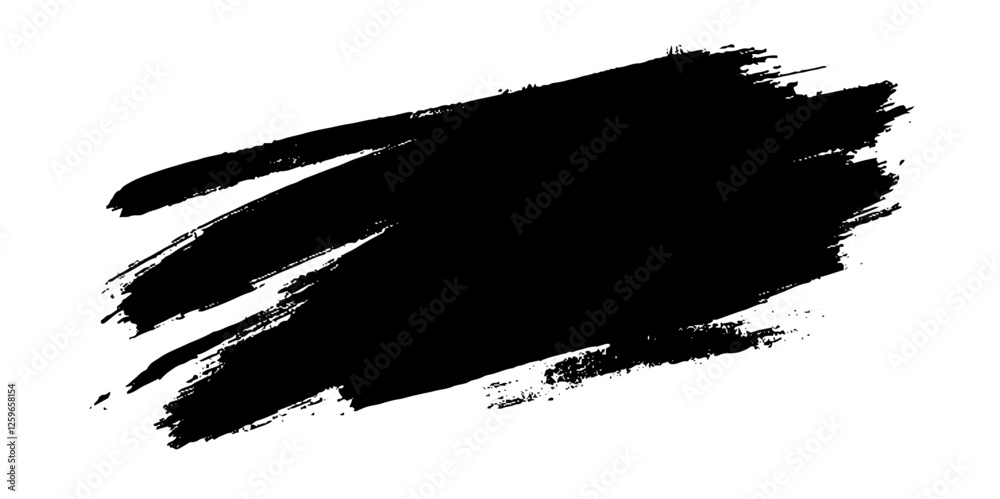 Vector black ink brush strokes background painted by brush design elements