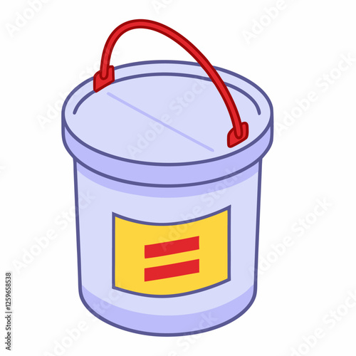 Closed metal paint bucket with red handle isometric view vector illustration (2)