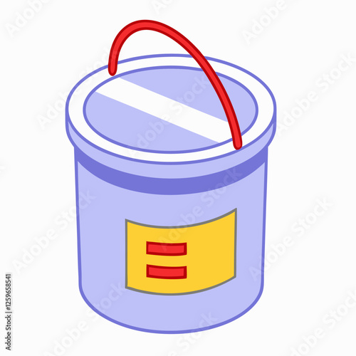 Closed metal paint bucket with red handle isometric view vector illustration (1)