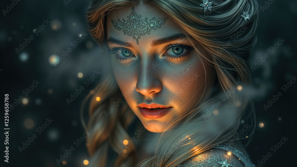 Beautiful Portrait of a Woman With Elegant Jewelry and Artistic Makeup Beautiful Portrait of a Woman With Elegant Jewelry and Artistic Makeup