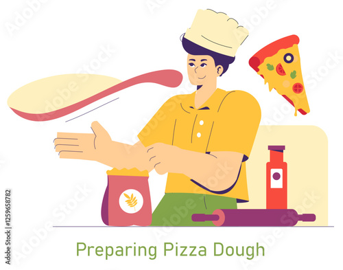 National Pizza Day. Flat Vector Illustration