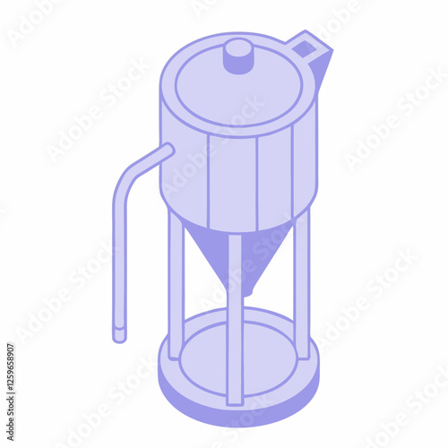 Isometric illustration of a purple french press coffee maker vector (2)