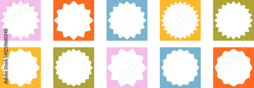 Trendy square frames with zigzag edges. Set of wave and curvy borders. Modern vector stories template