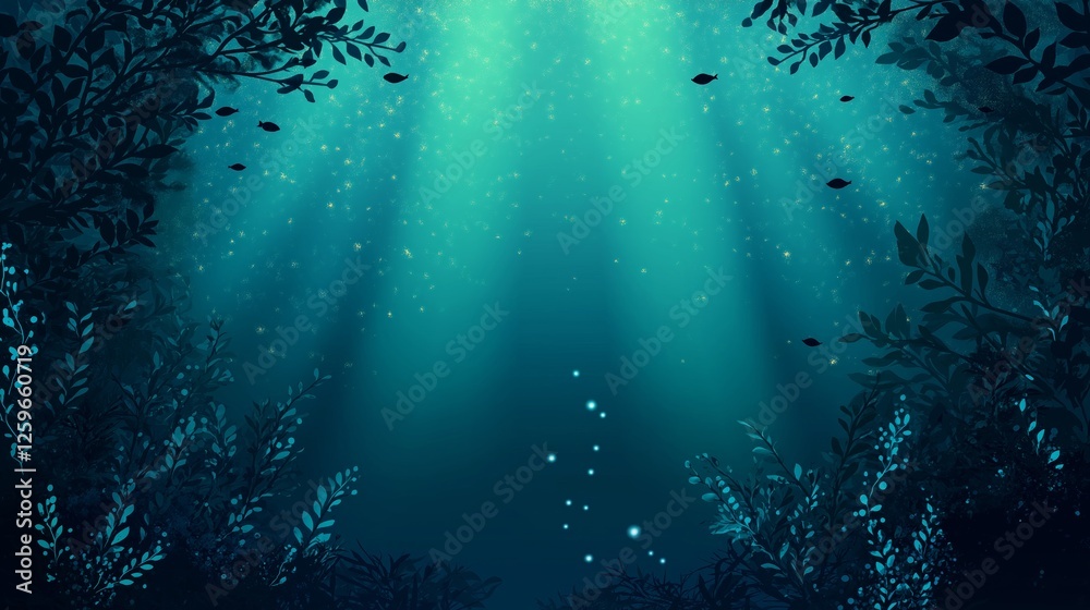 Naklejka premium nice underwater anime theme background for wallpaper